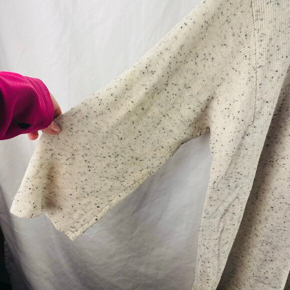 Eileen Fisher Ribbed Cream Speckled Cotton Crew Neck Tunic Sweater Large - Picture 7 of 8